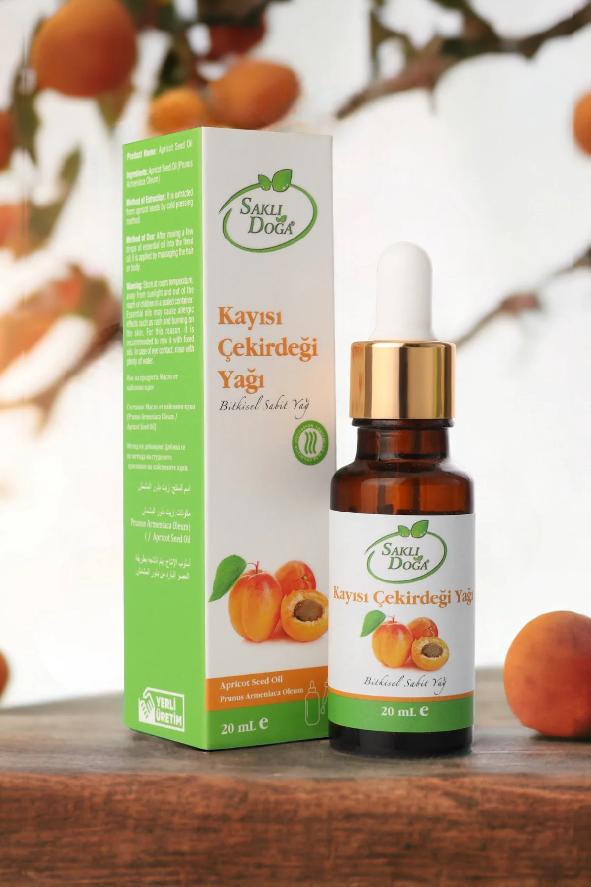 Saklı Doğa Soğuk Sıkım Kayısı Çekirdeği Yağı - %100 Doğal ve Katkısız 20 ml