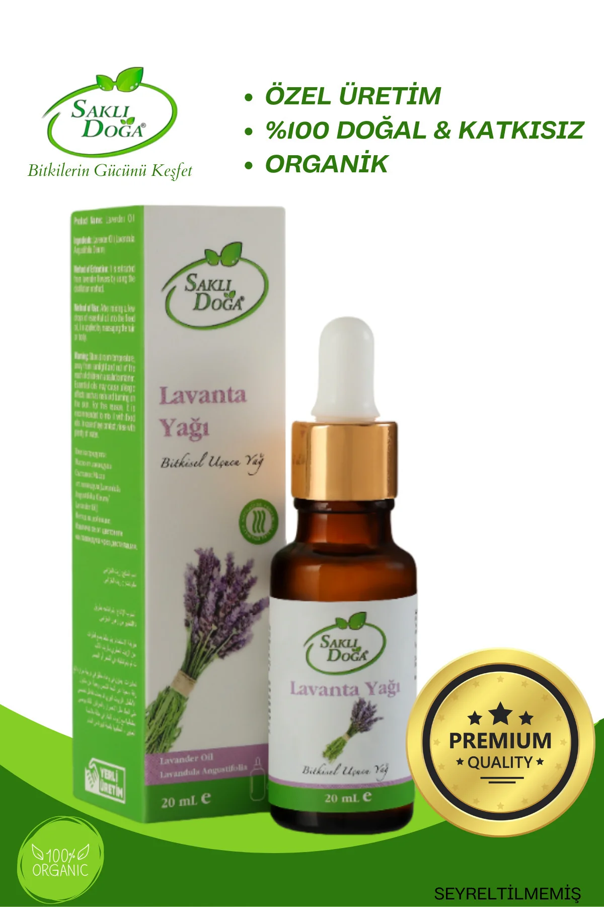 Saklı Doğa Lavanta Yağı - %100 Doğal ve Katkısız Bitkisel Uçucu Yağ 20 ml