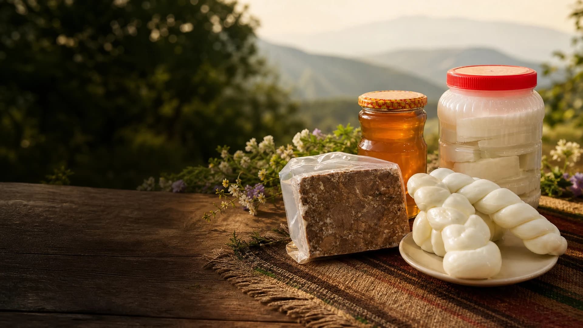 Bingöl kahvaltılık tanışma paketi: örgü peyniri, kavurma, süzme bal ve tulum peyniri