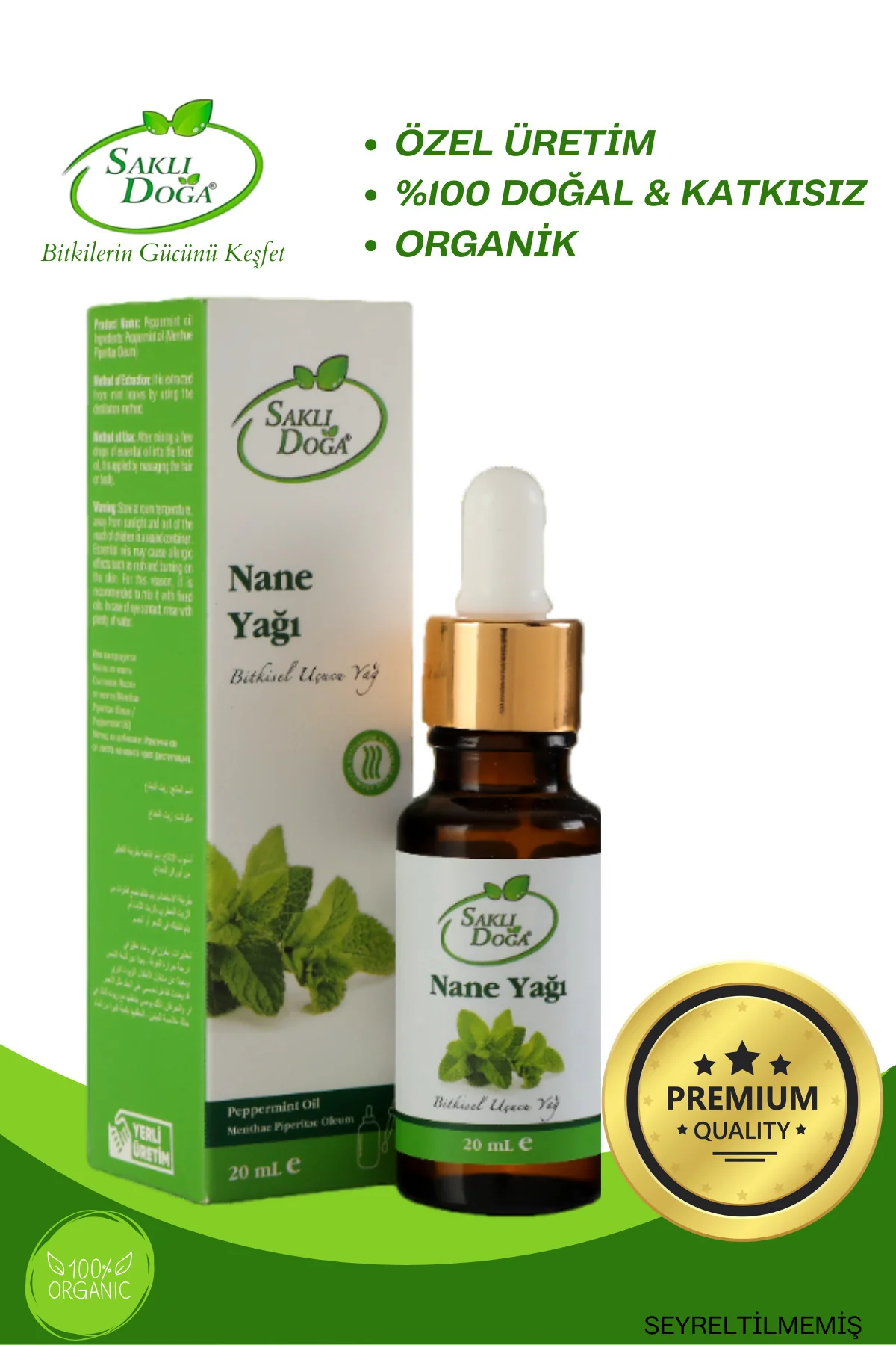 Saklı Doğa Nane Yağı - %100 Doğal ve Katkısız Bitkisel Uçucu Yağ 20 ml