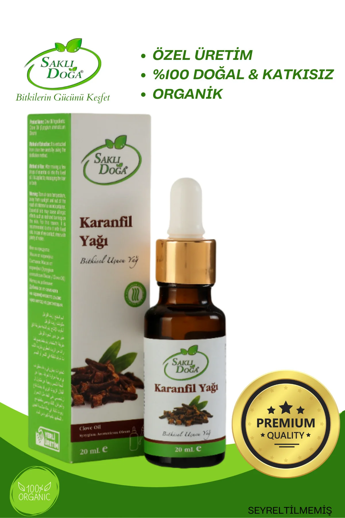 Saklı Doğa Karanfil Yağı - %100 Doğal ve Katkısız Bitkisel Uçucu Yağ 20 ml