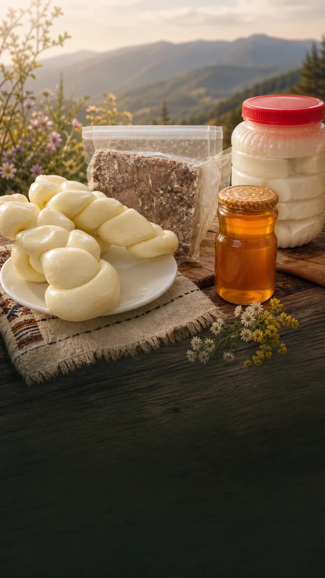 Bingöl kahvaltılık tanışma paketi: örgü peyniri, kavurma, süzme bal ve tulum peyniri