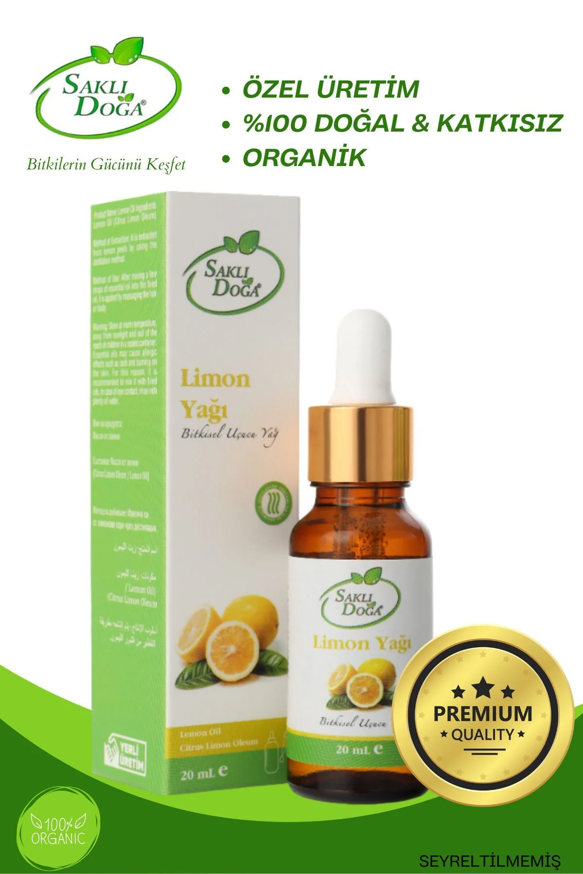 Saklı Doğa Limon Yağı - %100 Doğal ve Katkısız Bitkisel Uçucu Yağ 20 ml