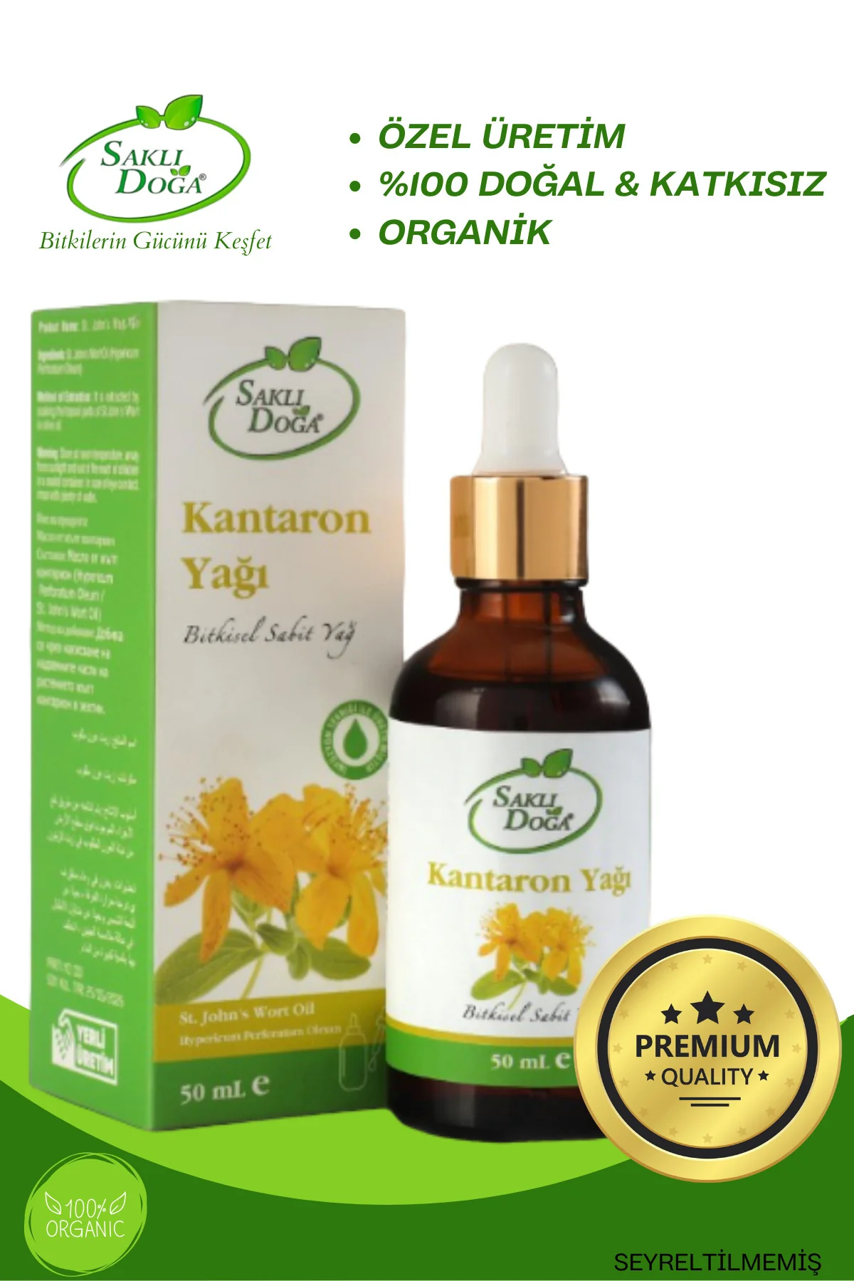 Saklı Doğa Kantaron Yağı (Sarı Kantaron) - %100 Doğal ve Katkısız 50 ml