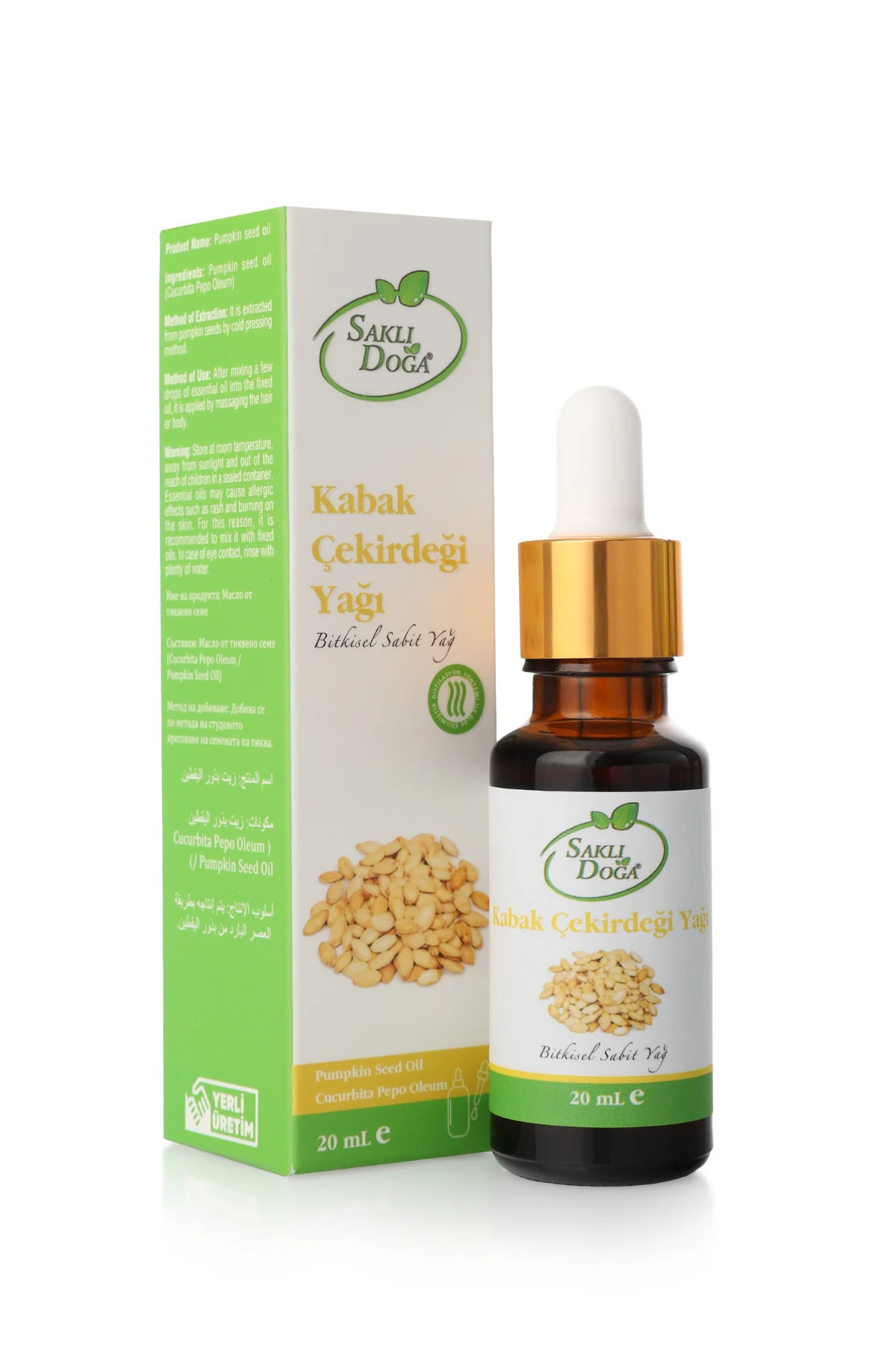 Saklı Doğa Soğuk Sıkım Kabak Çekirdeği Yağı - %100 Doğal ve Katkısız 20 ml